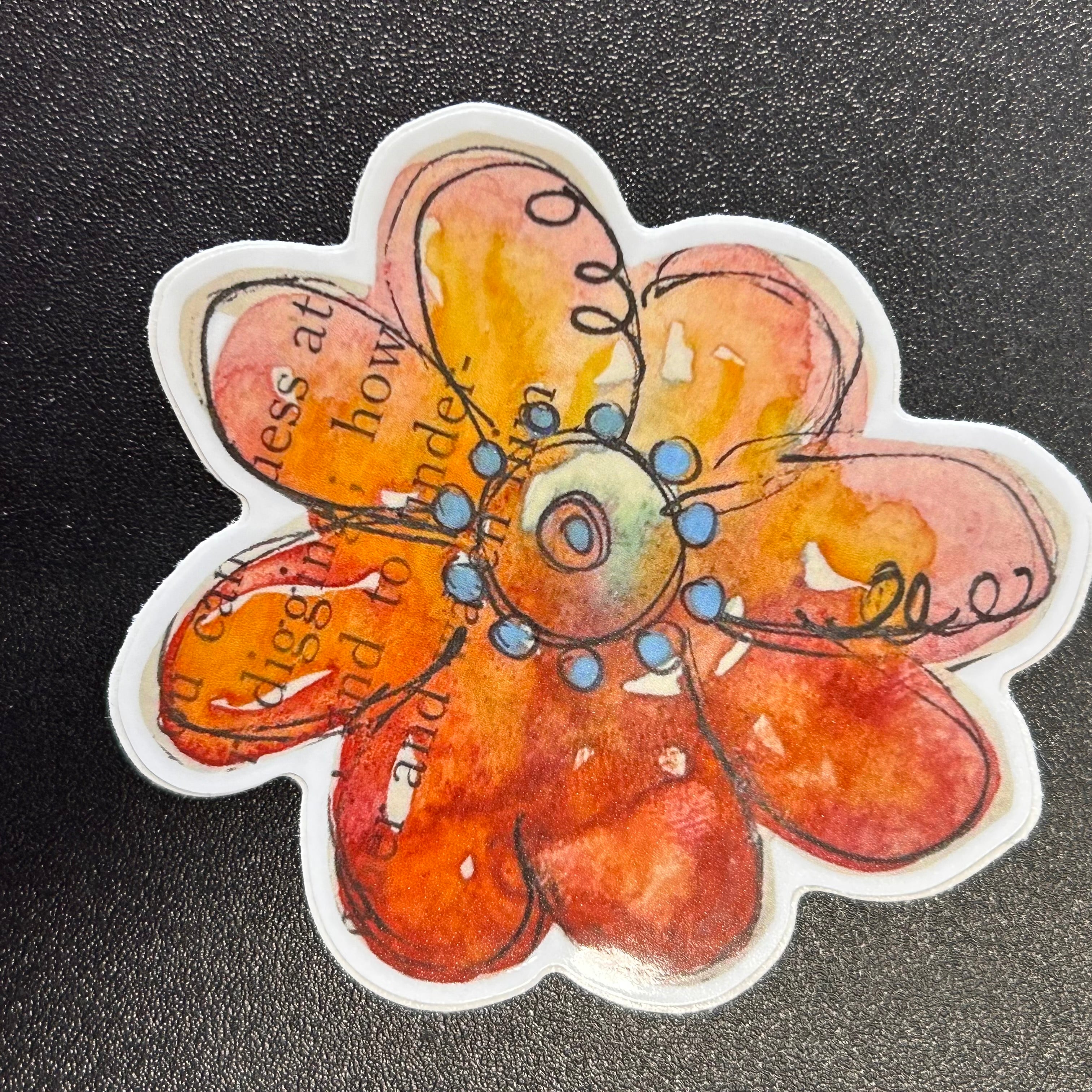 Orange flower watercolor sticker