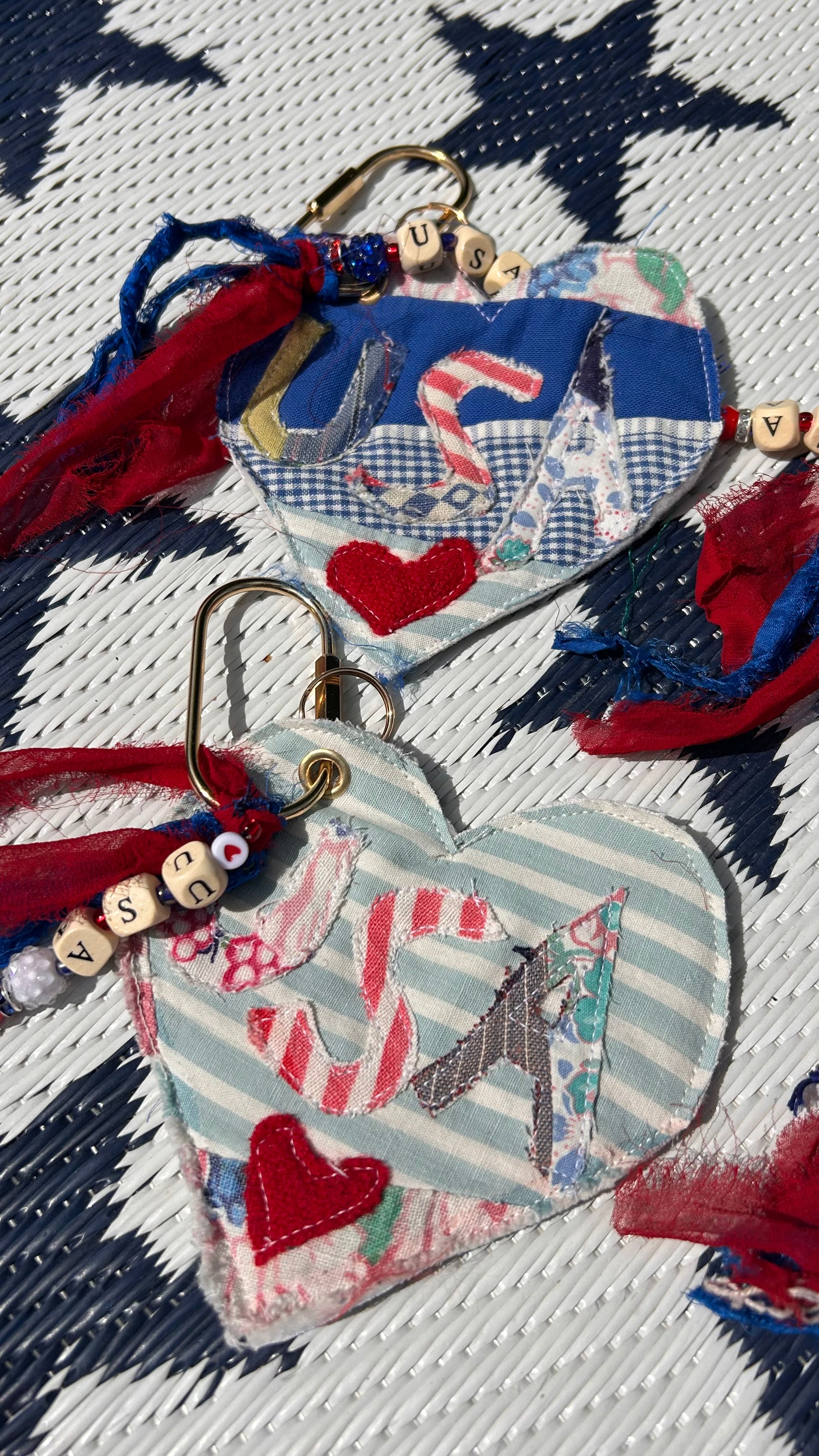 USA heart bag tag