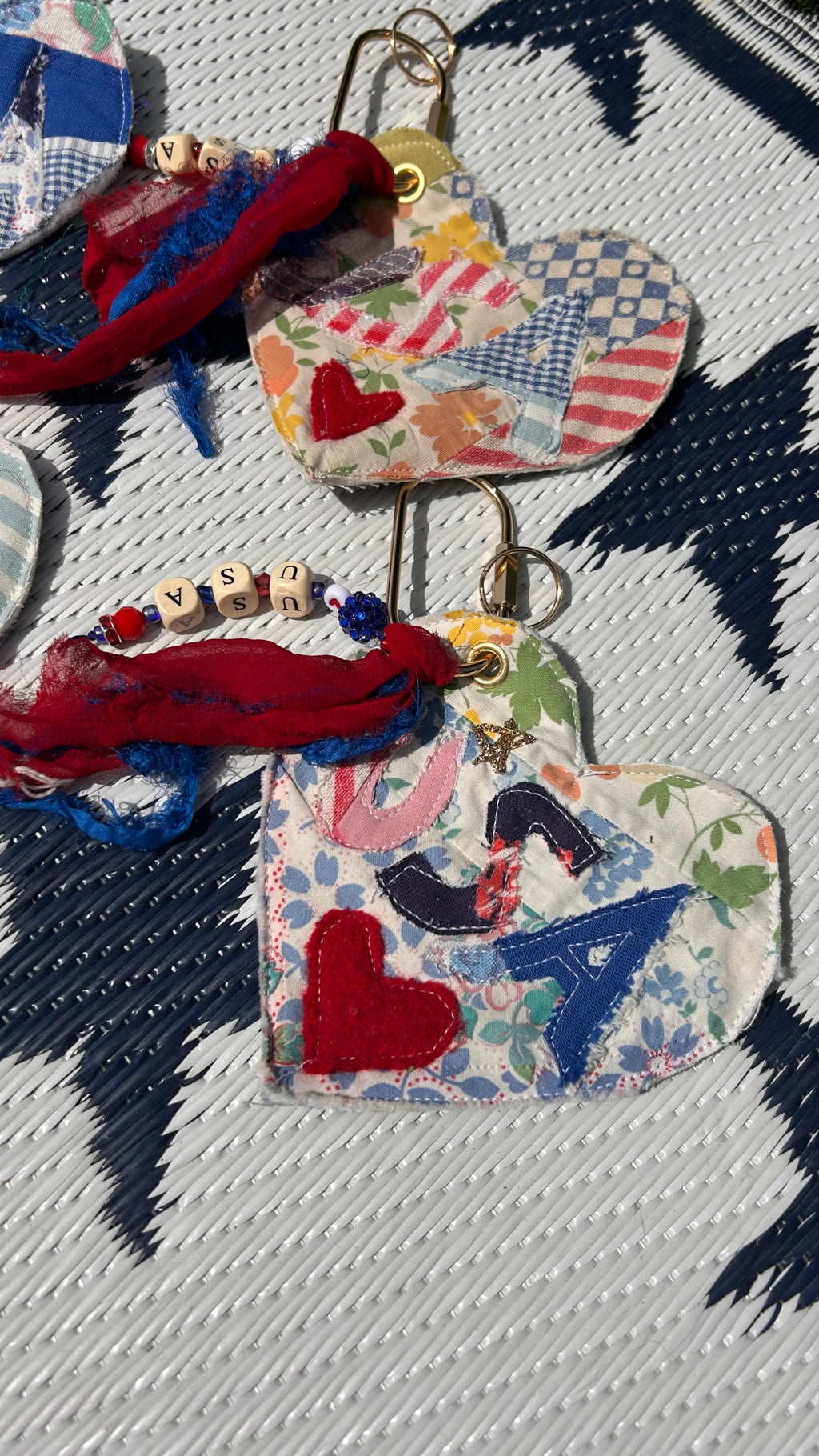 USA heart bag tag