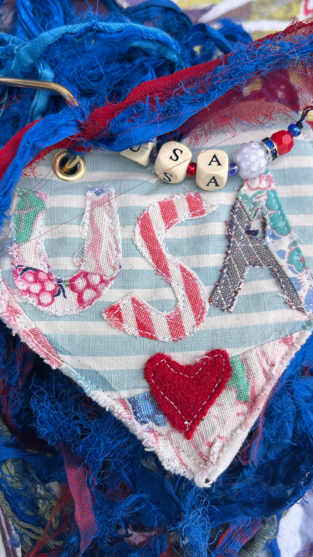 USA heart bag tag