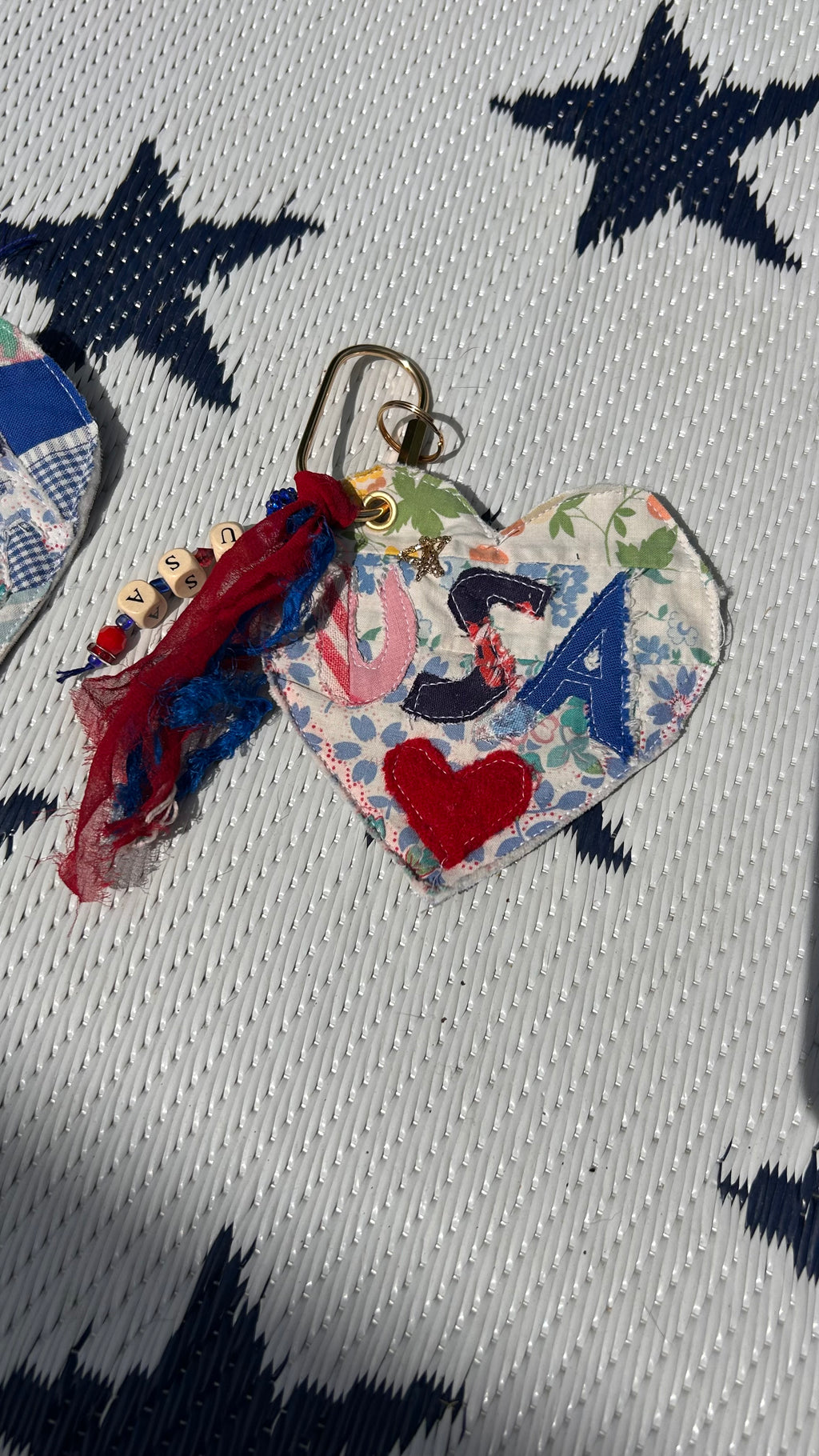 USA heart bag tag