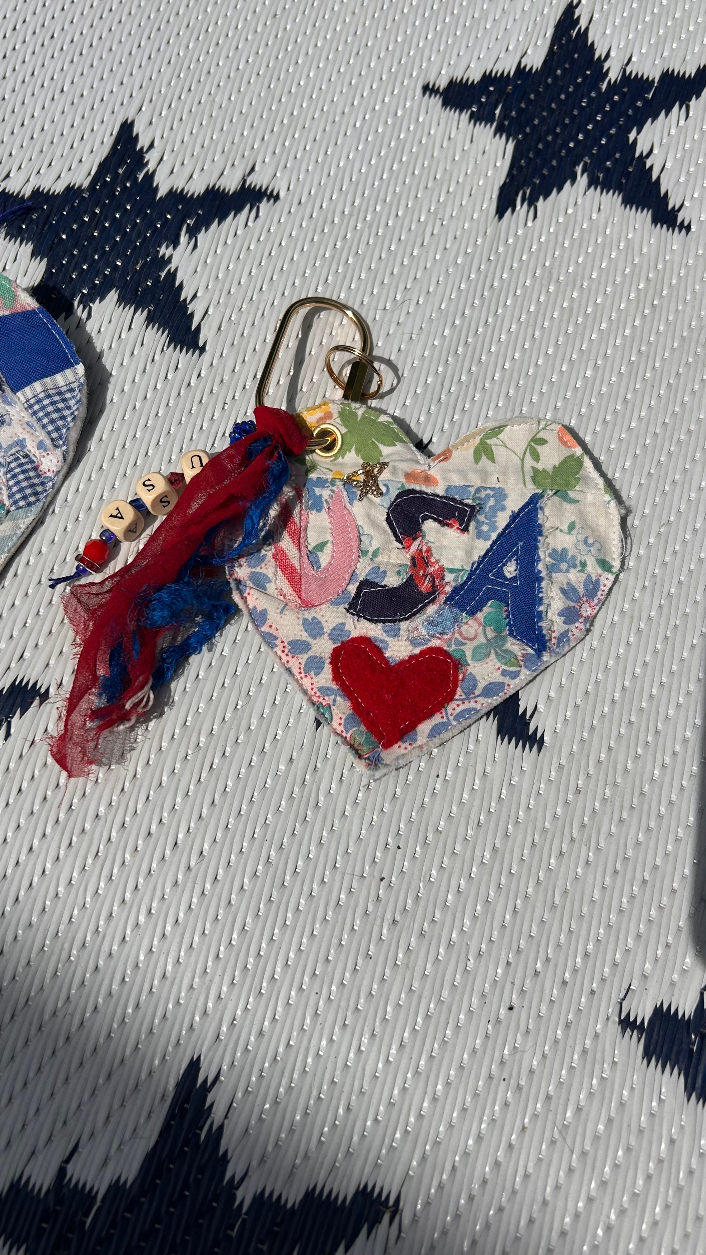 USA heart bag tag