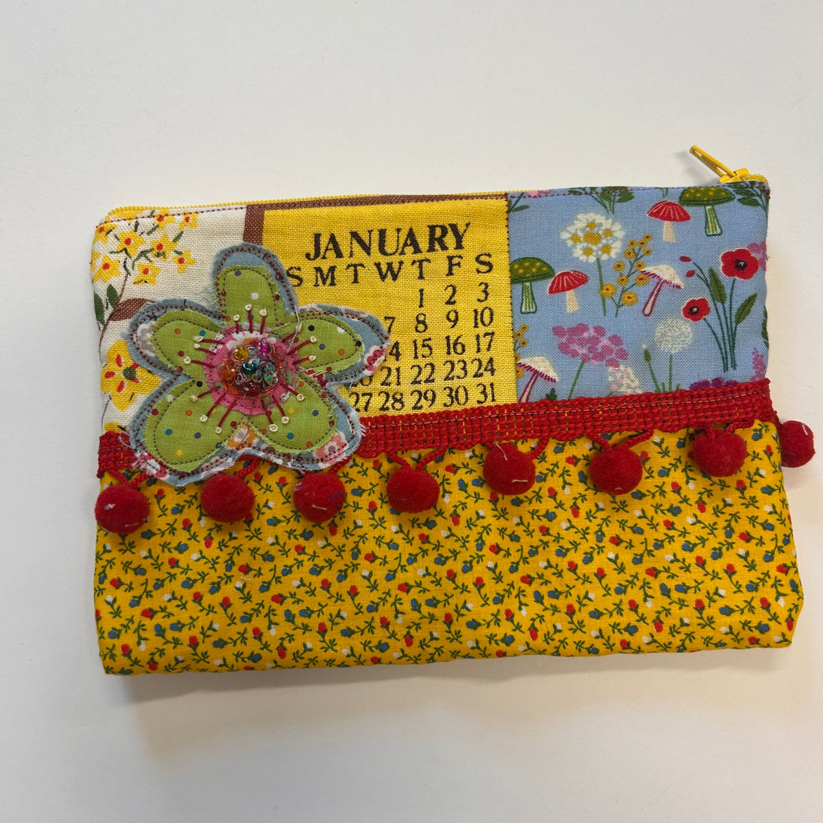 January Yellow Zipper Pouch