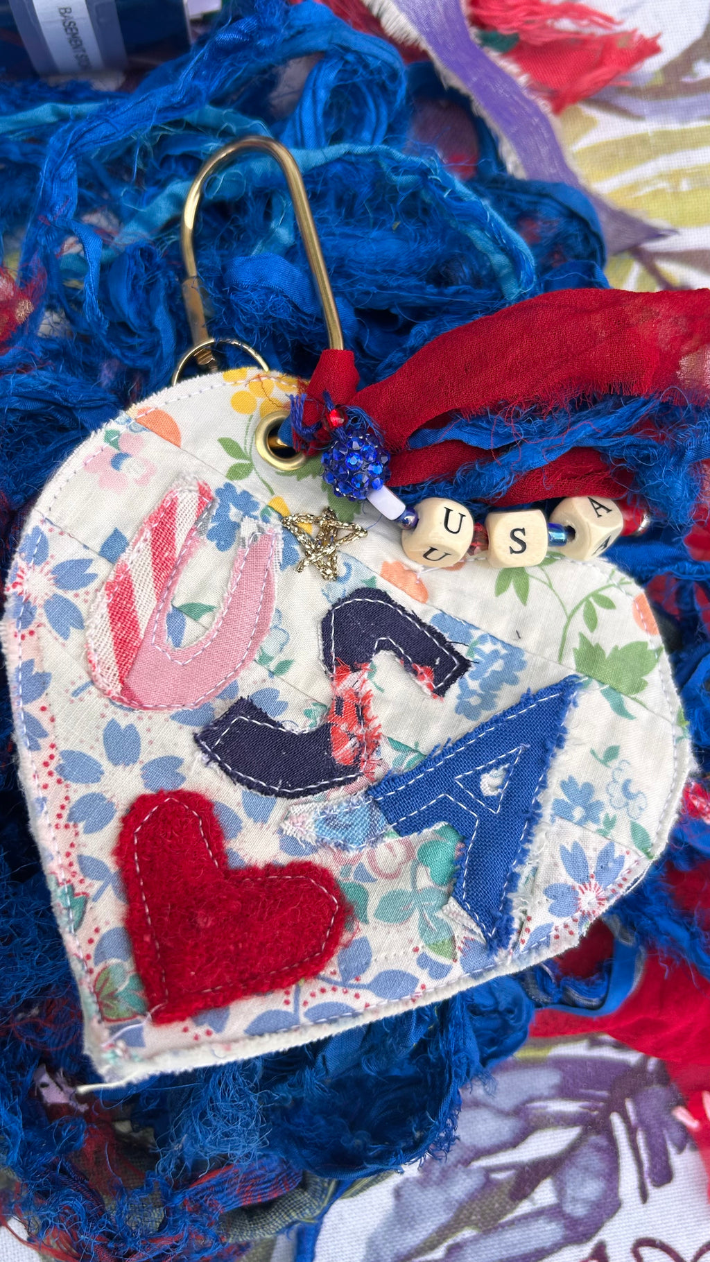 USA heart bag tag