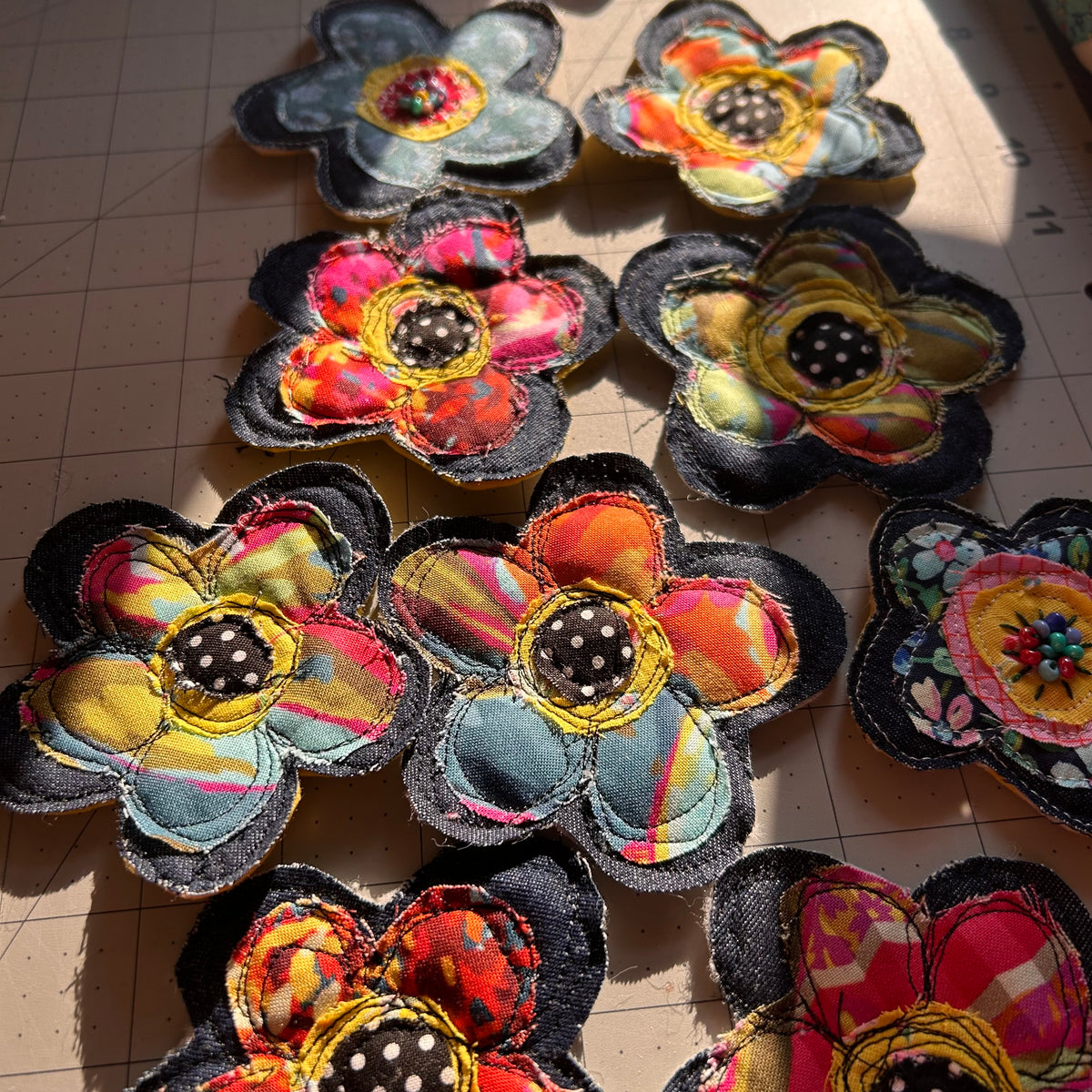 Denim Daisy Pin