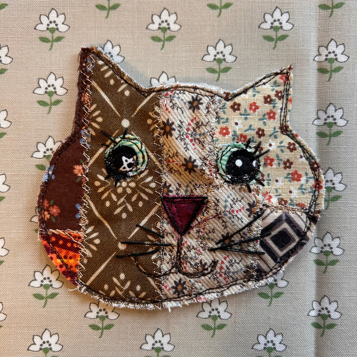 Patchwork Kitten Pin