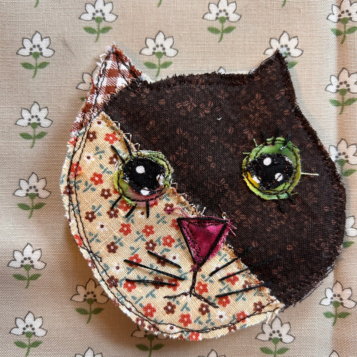 Patchwork Kitten Pin