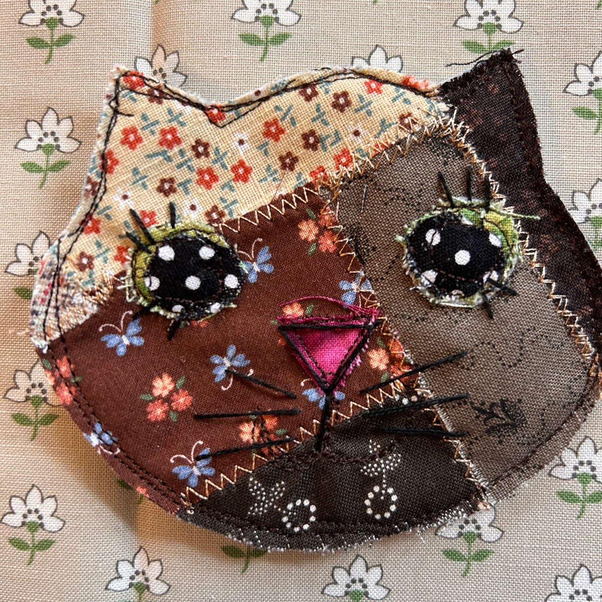 Patchwork Kitten Pin