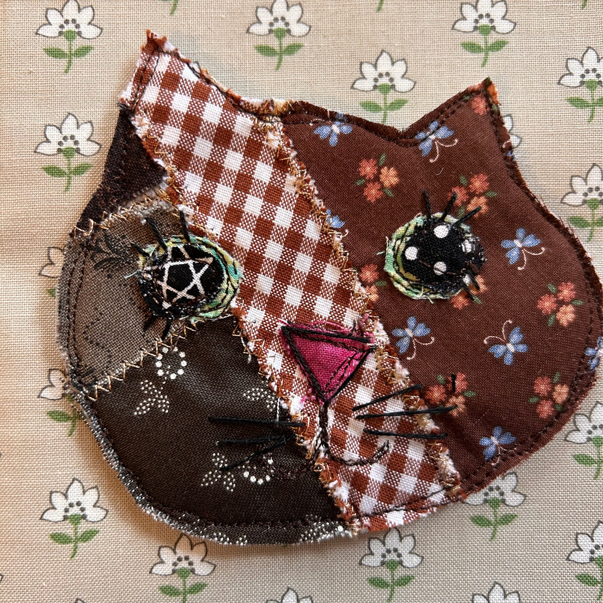 Patchwork Kitten Pin