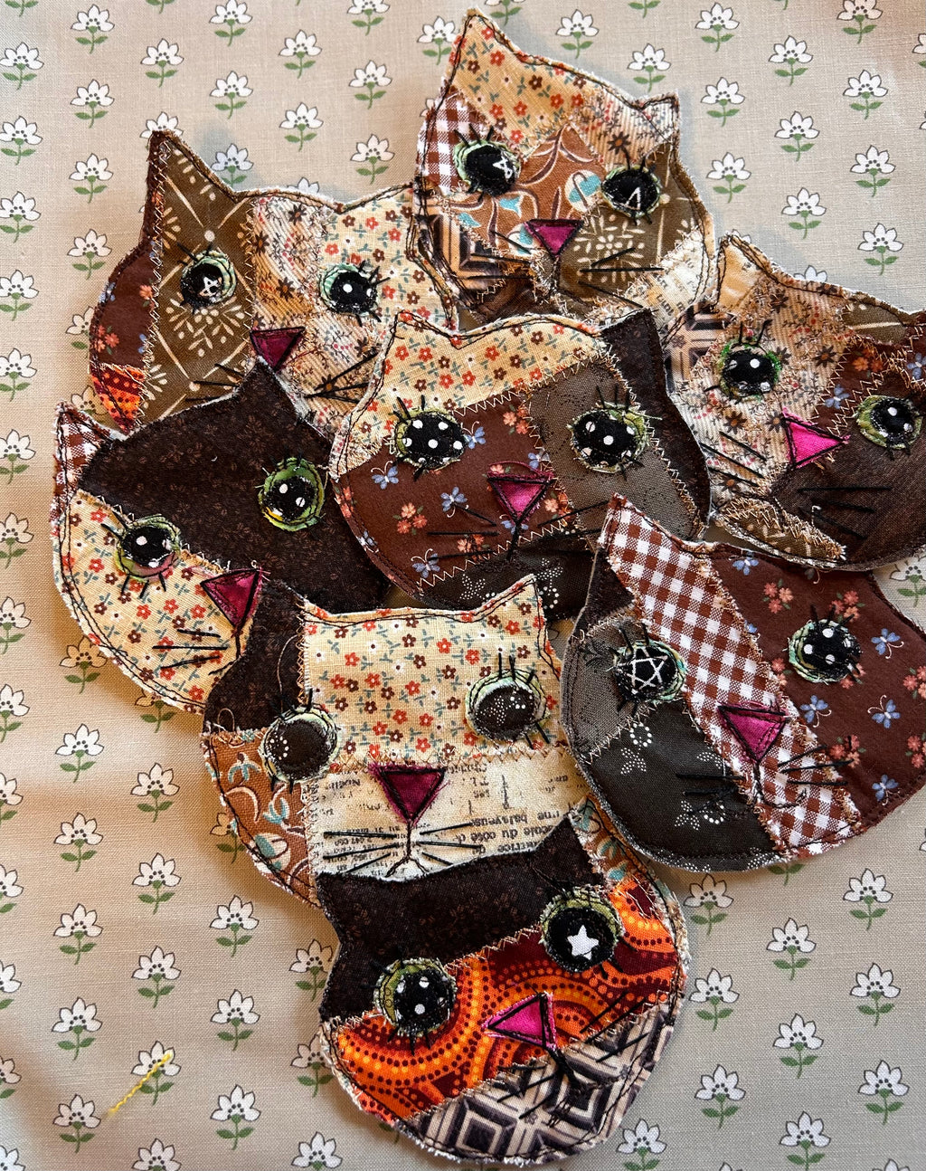Patchwork Kitten Pin