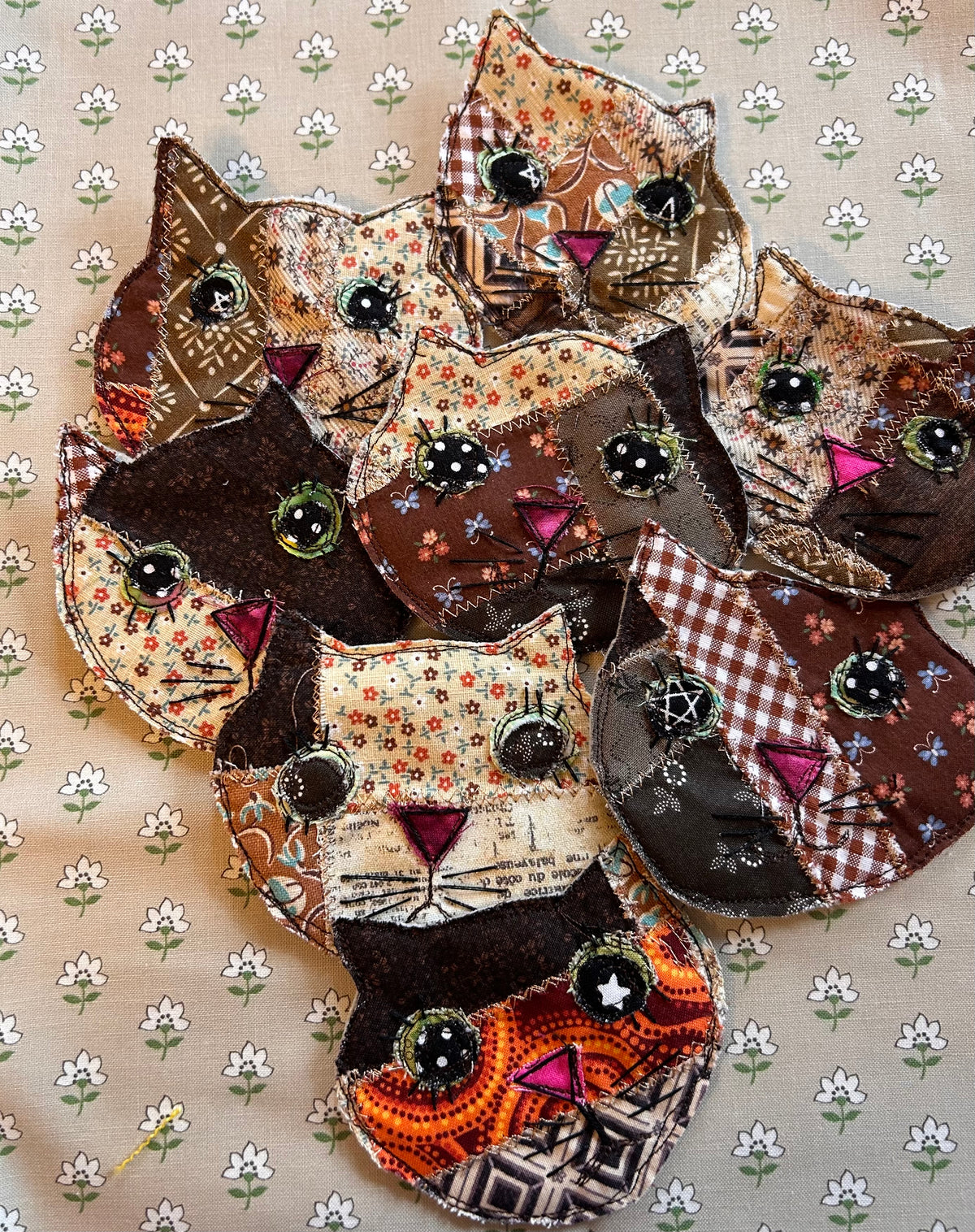Patchwork Kitten Pin