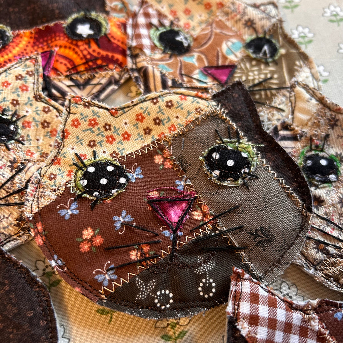 Patchwork Kitten Pin