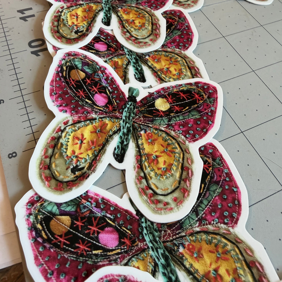 Butterfly slow stitched sticker